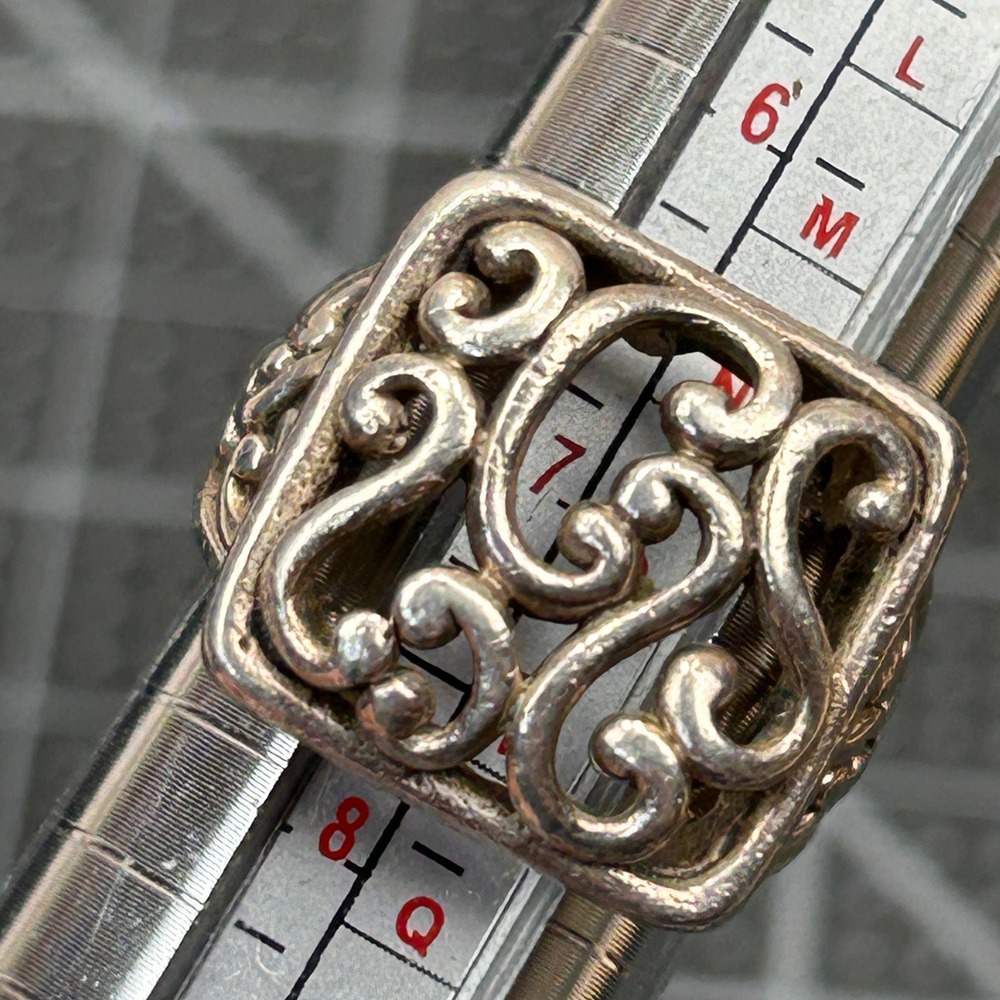 Vintage Filigree Scroll Statement Ring Rectangular Size 7.25‎